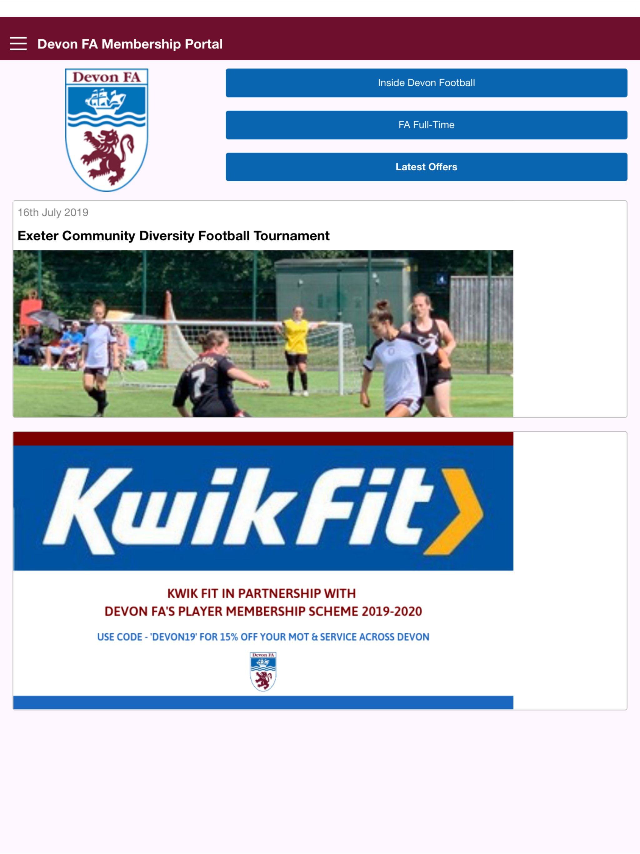 Devon FA Membership Portal