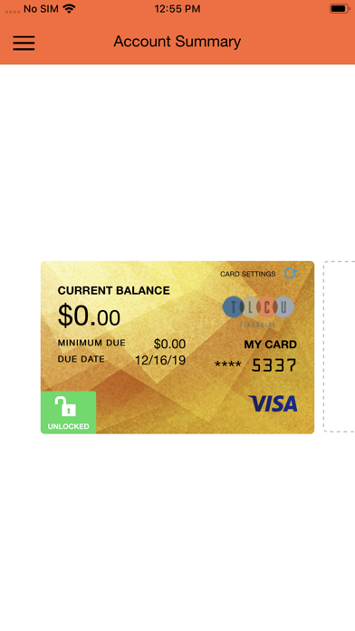 TLCU Visa Screenshot