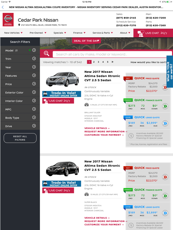 Cedar Park Nissan iPad screenshot 4 - Shopping app