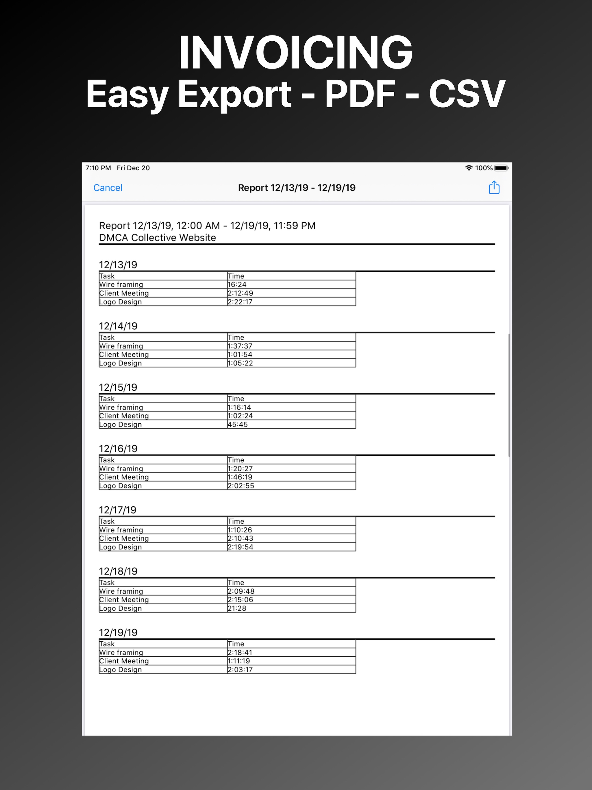 My Timesheets - Logs & Reports screenshot 8
