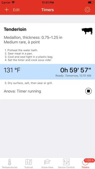 Captura de pantalla de Sous Vide °Celsius en iPhone 5