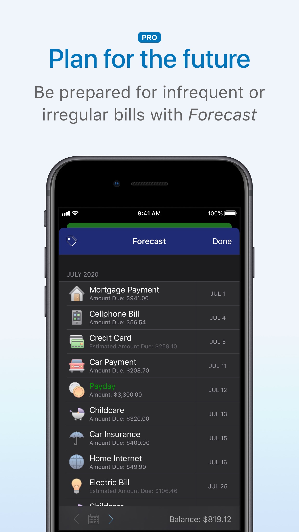 Screenshot do app Chronicle - Bill Organizer