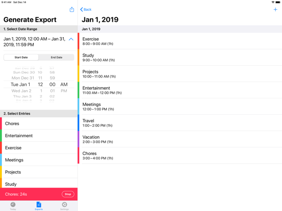 Timesheet! iPad screenshot 5 - Productivity app