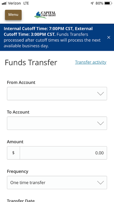 Capital Farm Credit Ag Banking Screenshot