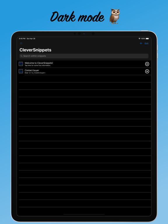 CleverSnippets iPad screenshot 5 - Productivity app