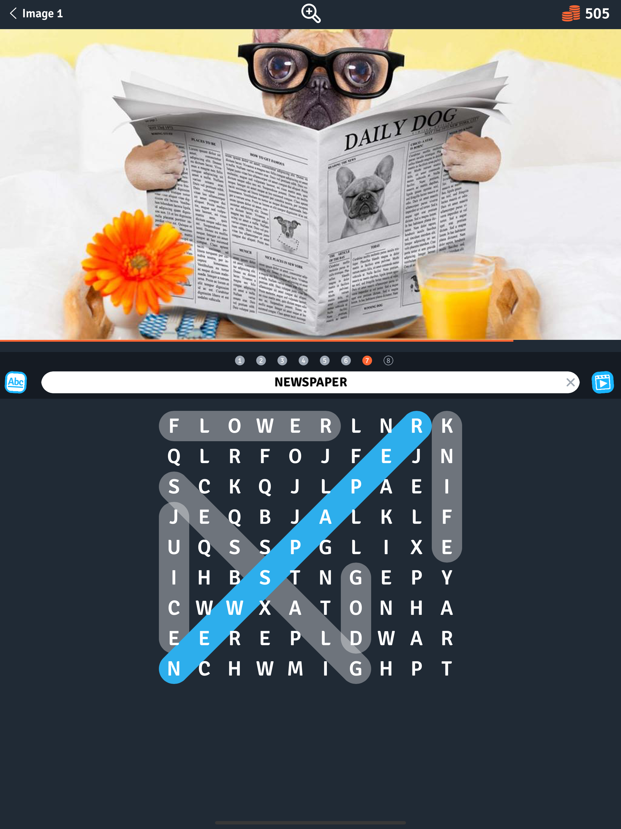 8 Words Search in a photo