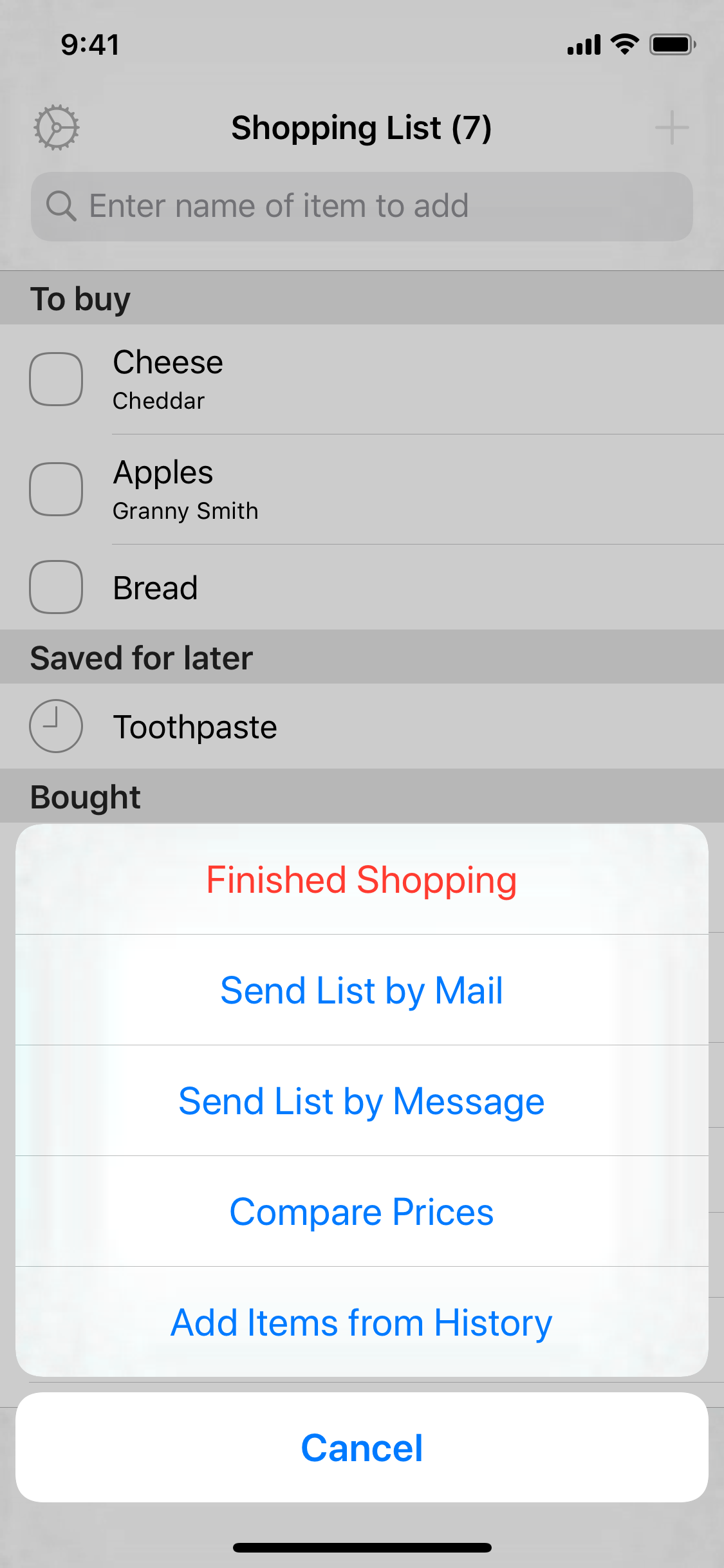Easy Shopping List