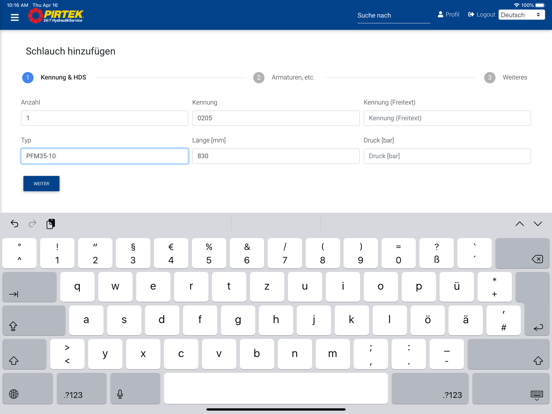 Screenshot #6 pour PIRTEK SchlauchManagement 4.0