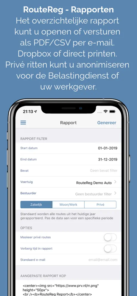 RouteReg, rit registratie