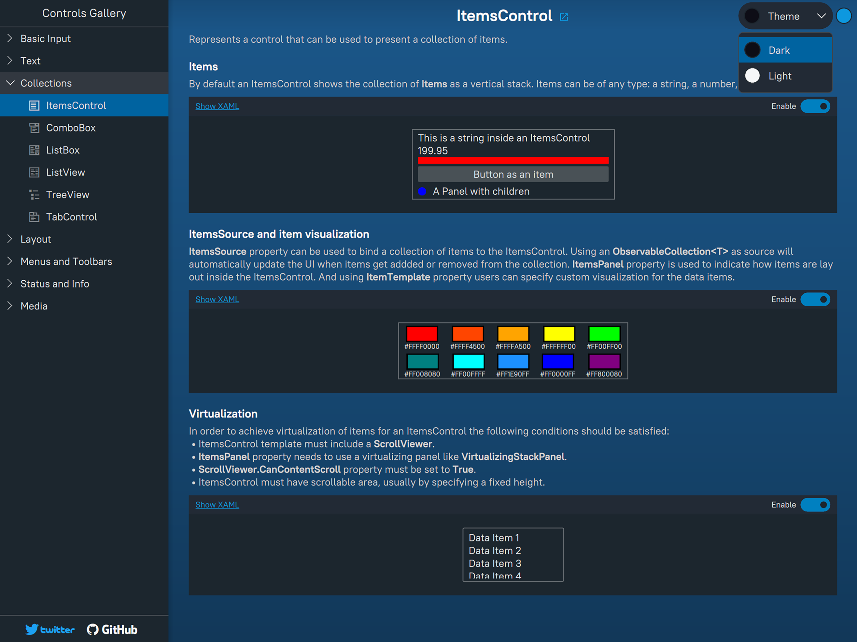 NoesisGUI Controls Gallery