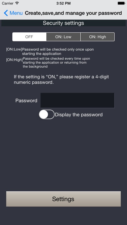 password create,save,manage