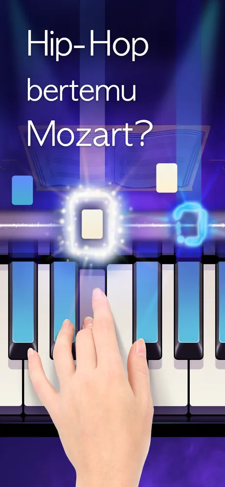 Piano keyboard game with drum