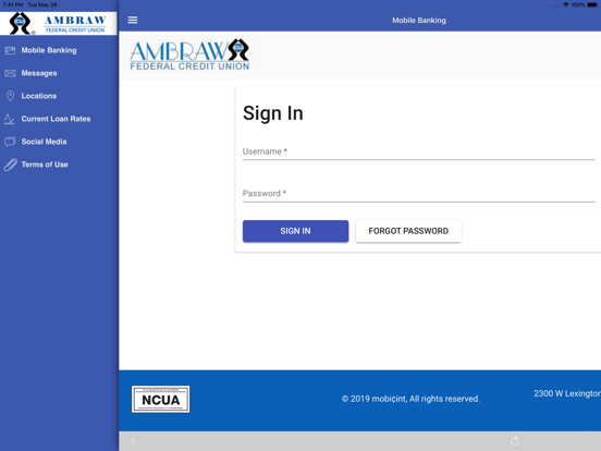 Ambraw FCU iPad screenshot