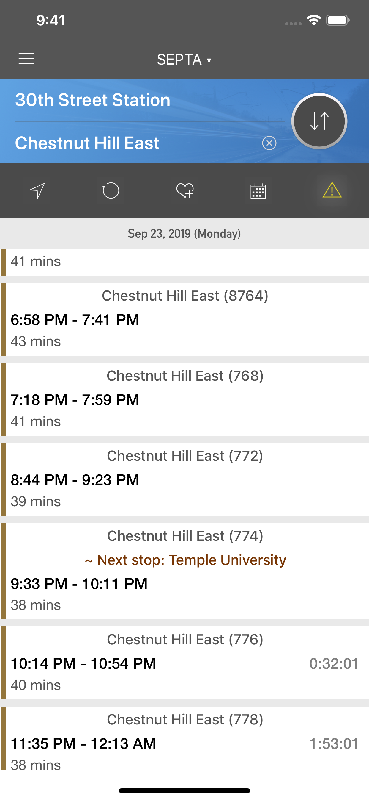 onTime : SEPTA Rail, Bus