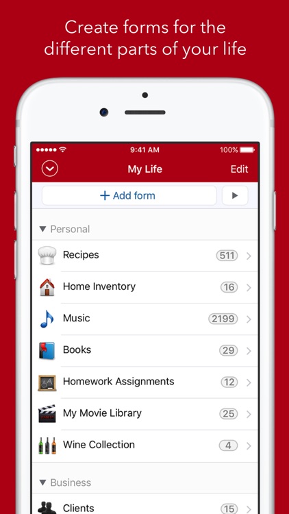 Tap Forms Organizer 5 Database