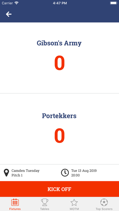 Playfiveaside Results App screenshot