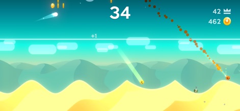 Dune! - Experience the glowing orb's graceful trajectory over the dunes, complemented by instant scoring feedback and minimalist UI elements.