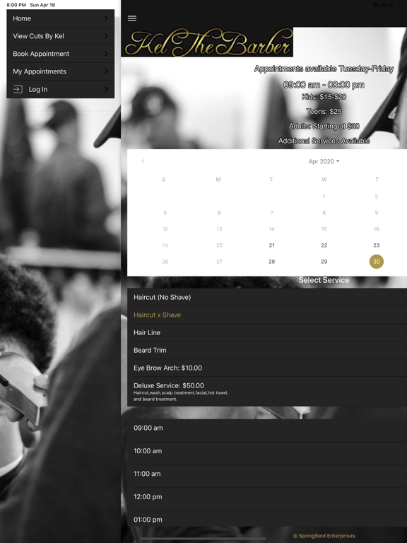 Kel The Barber iPad screenshot 4 - Business app