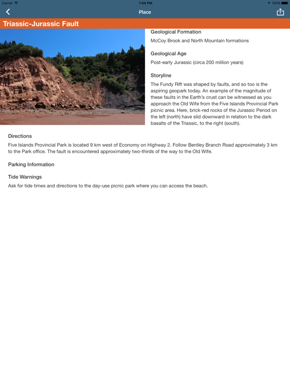 Cliffs of Fundy Geopark iPad screenshot 5 - Education app