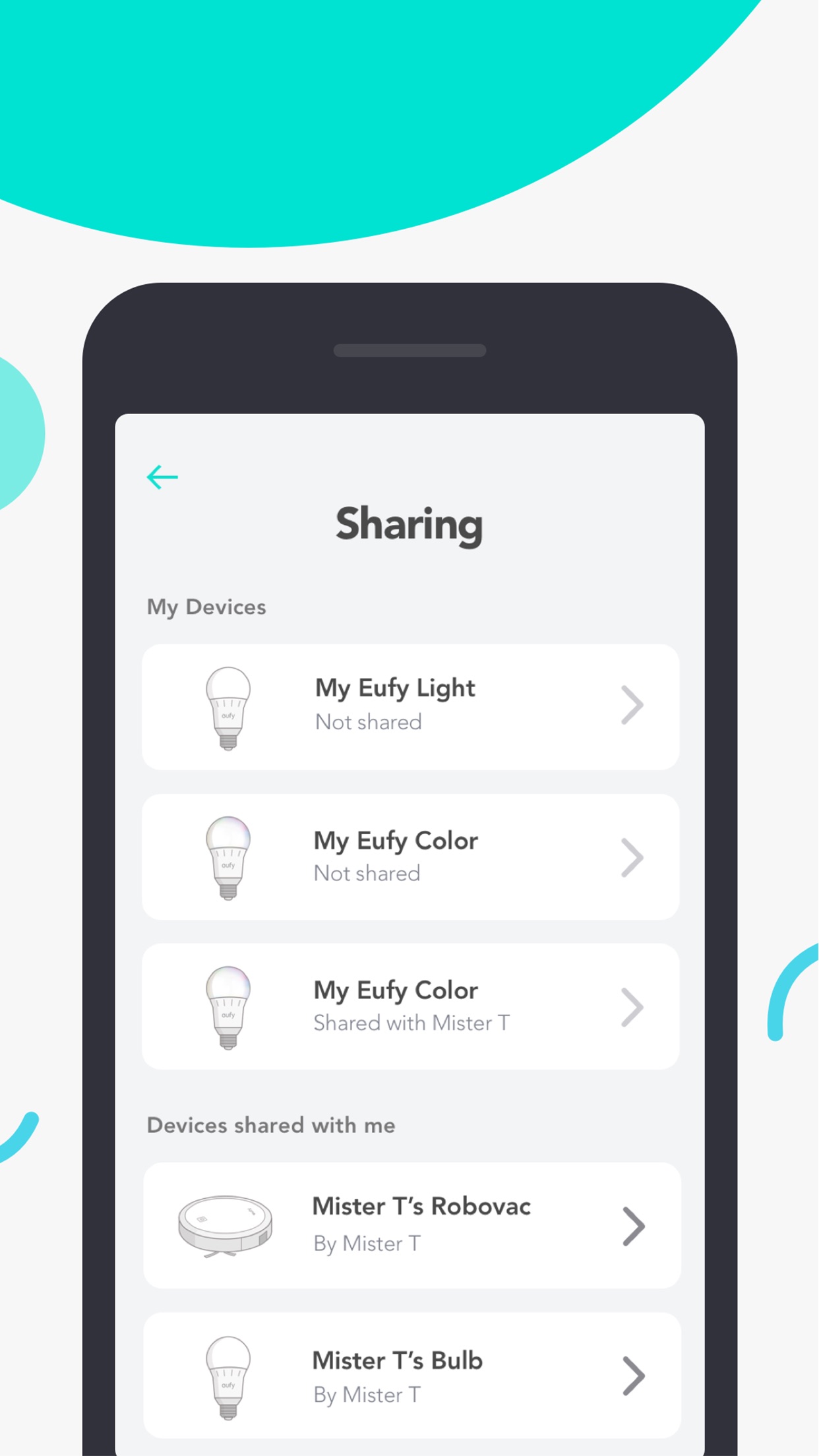 Screenshot do app EufyHome