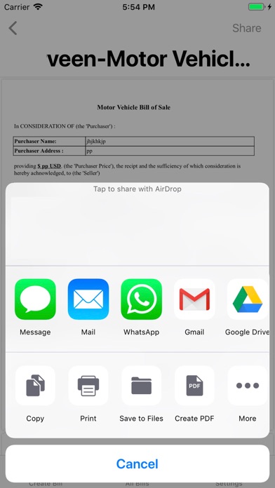 My Bill of Sale iPhone screenshot 6 - Finance app