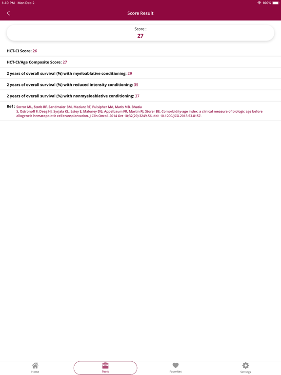 Hematology app iPad screenshot