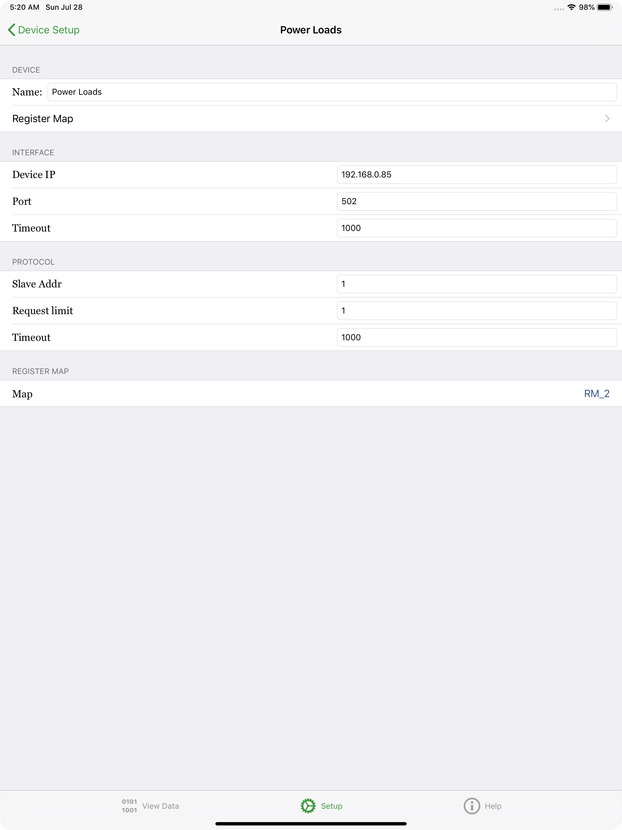 ezModbus screenshot 7