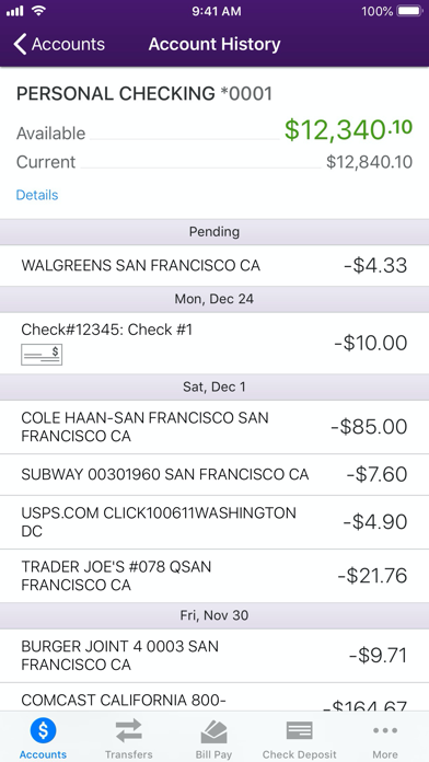 BankFinancial Mobile App Screenshot