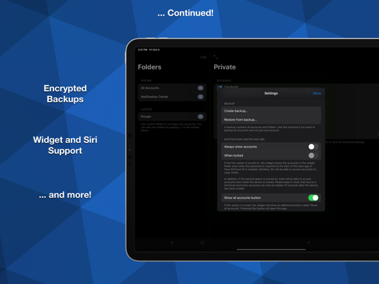 OTP Auth iPad screenshot 4 - Utilities app