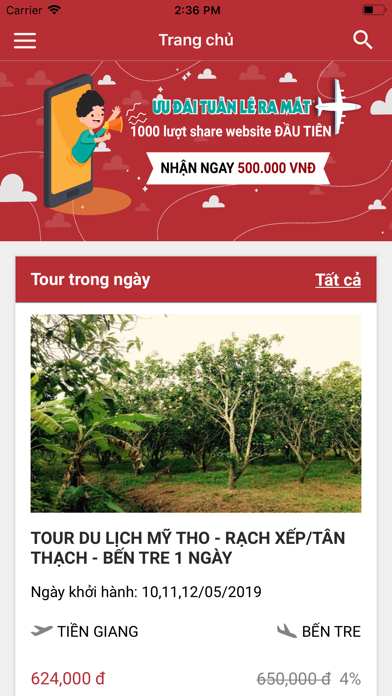 Screenshot #1 pour Triptour - Chợ tour trực tuyến