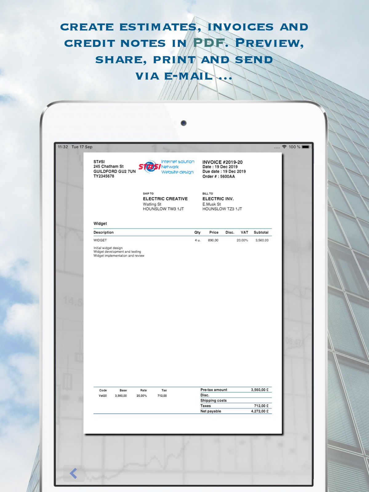 Estimates & Invoices Dux-facti ipad screenshot 2
