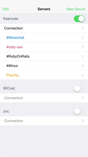 Capture d'écran de LimeChat - IRC Client sur iPhone 2