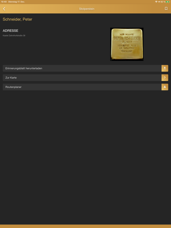 Stolpersteine in Wiesbaden iPad screenshot