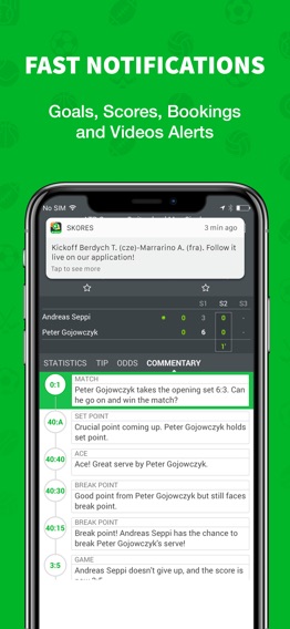 Skores サッカー、テニス、バスケットのライブスコアのおすすめ画像3
