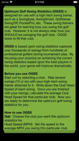 Game screenshot Optimum Golf Swing Statistics hack