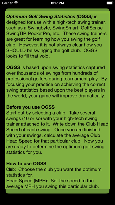 Screenshot #3 pour Optimum Golf Swing Statistics