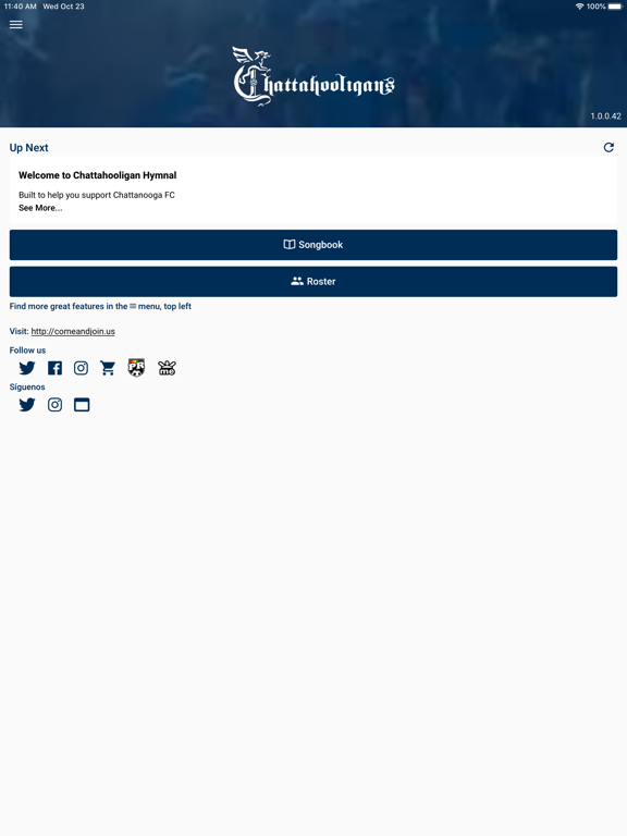 Chattahooligan Hymnal iPad screenshot 1 - Sports app