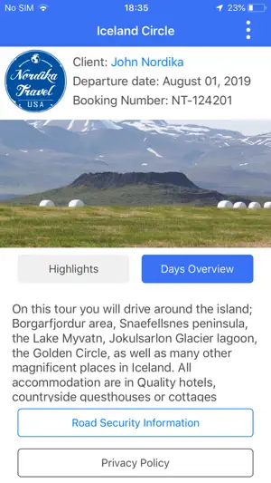 Nordika Travel Itinerary App screenshot 1