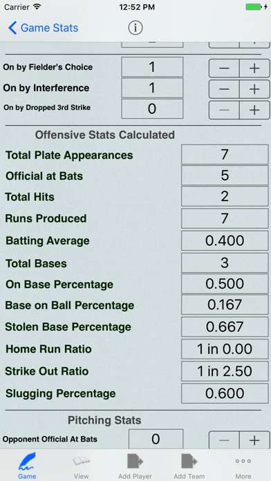 Baseball Player Stats Tracker Screenshot