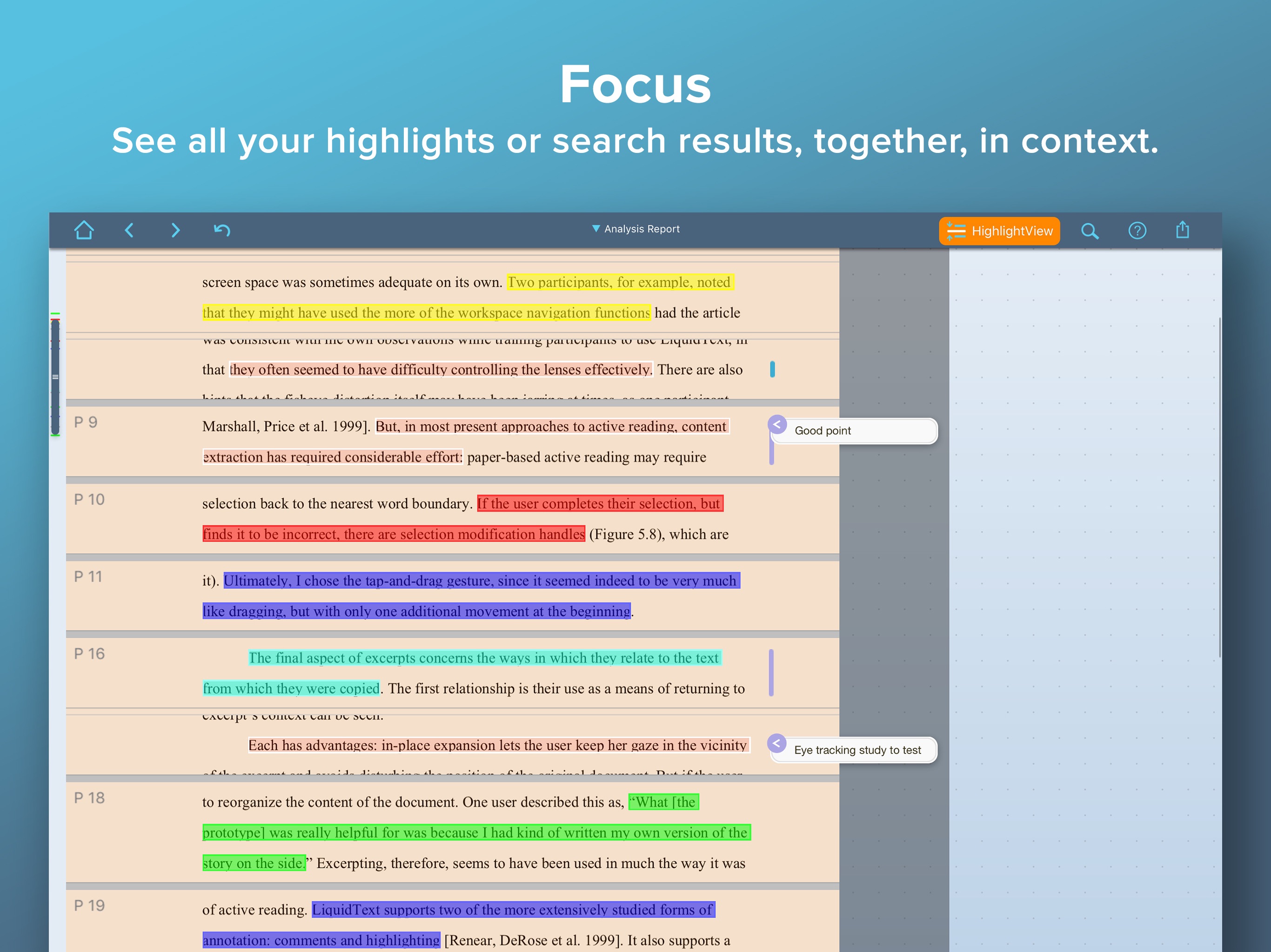 Screenshot do app LiquidText