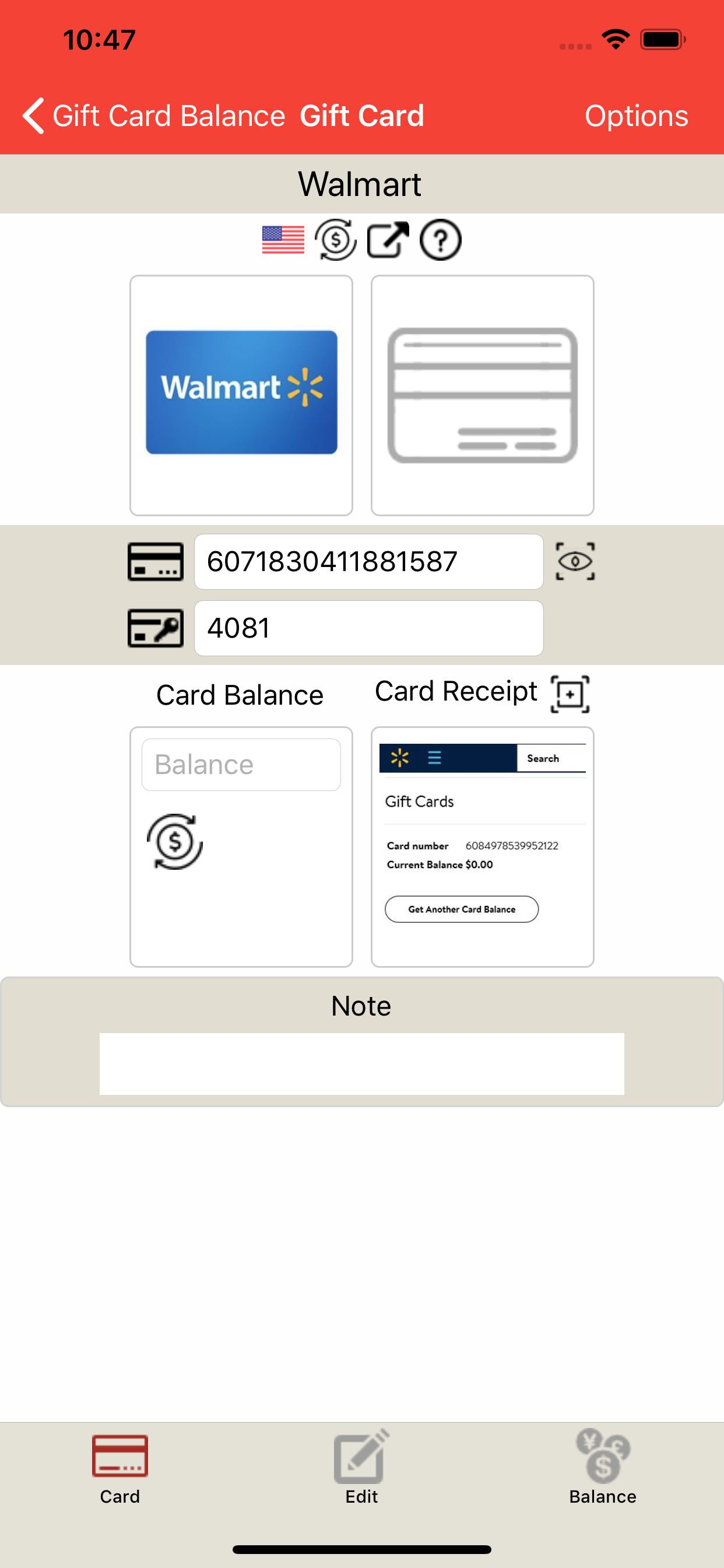 Gift Card Balance (GCB)