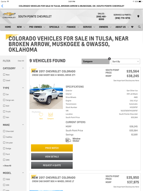 South Pointe Chevrolet iPad screenshot 4 - Shopping app