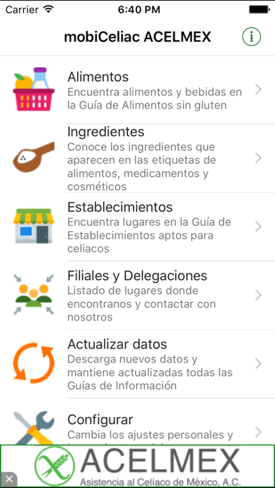 mobiCeliac ACELMEX Screenshot