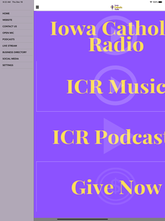New Iowa Catholic Radio iPad screenshot 2 - Music app