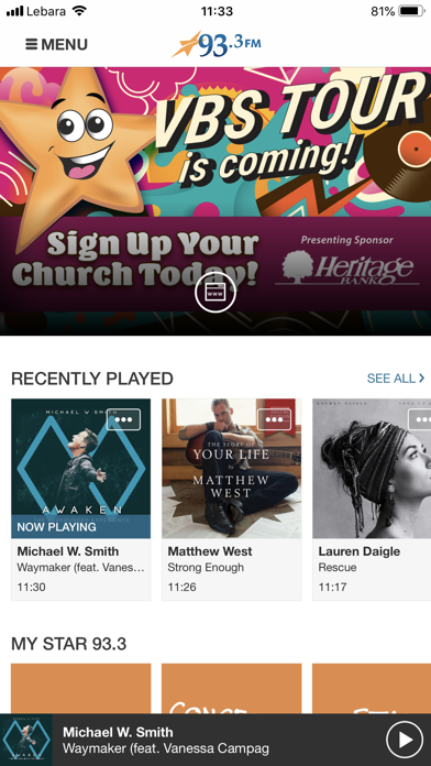 STAR 93.3 FM Radio App Screenshot