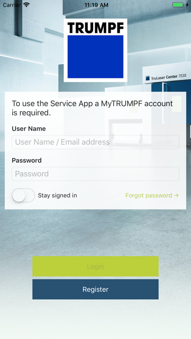 Screenshot #1 pour TRUMPF Service App