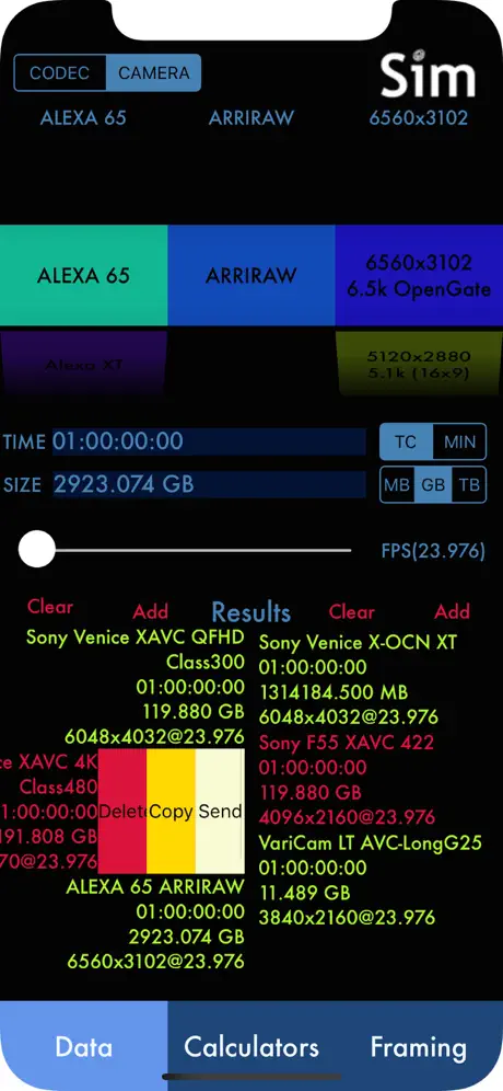 Sim DATA Calculator
