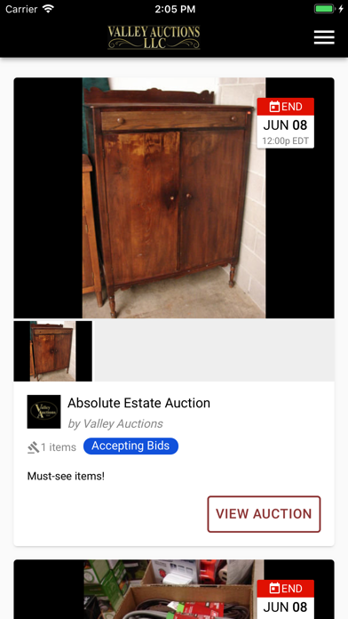 Valley Auctions Screenshot