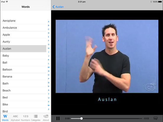 Auslan Tutor iPad screenshot