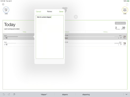 The Nursing Log iPad screenshot 3 - Lifestyle app